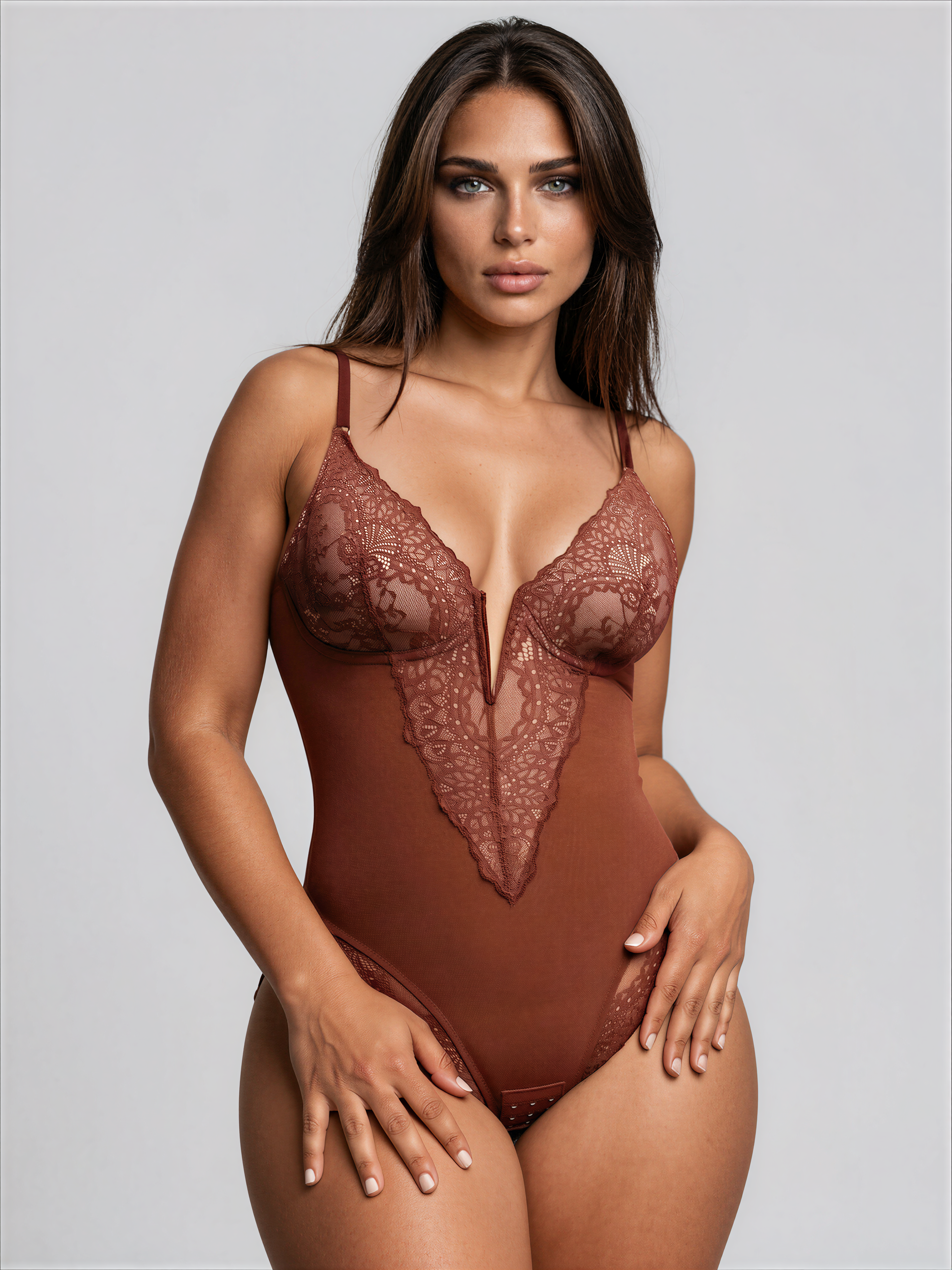 Noé Deep V-Neck Bodysuit with Snap Closure