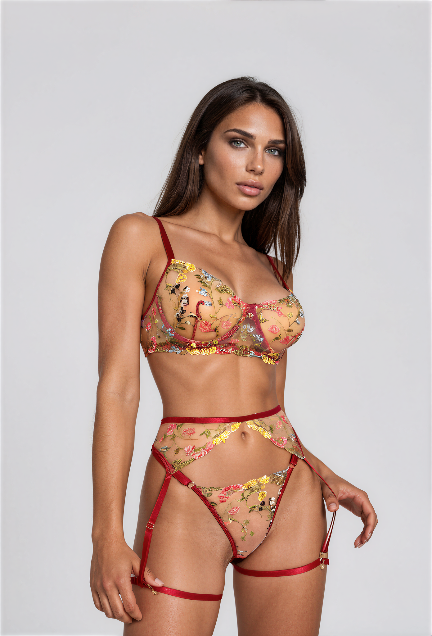 Daisy Floral Lace Lingerie Set with Matching Panty